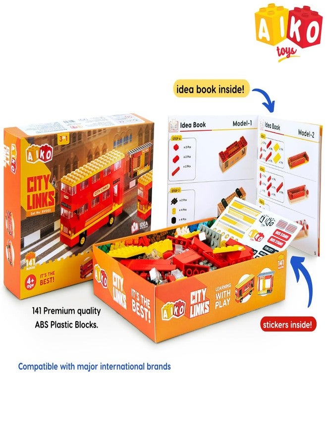 AIKO City Links 141-Piece Building Blocks Set | Multi-Colour Construction Toy for Kids | Build Bus, Bus Stand & City Infrastructure | STEM Learning & Creativity | Gift for Boys & Girls (4+ Years) - Image 2